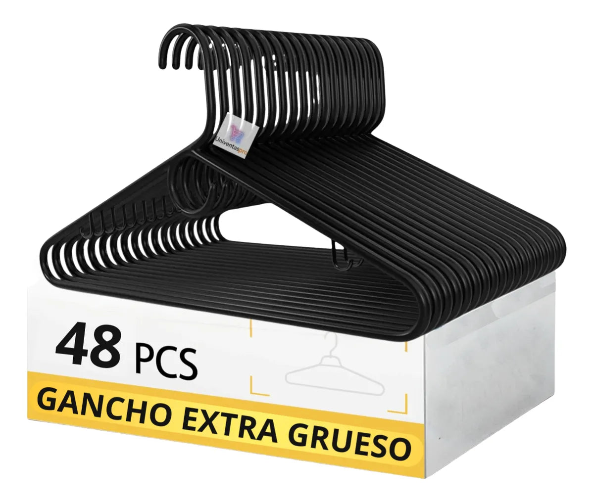 👘👚👖Gancho De Ropa Extra Grueso Negro Plastico X 48 Unidades👘👚👖